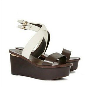 Tory Burch Mino Coconut & Brown Wedge Sandal